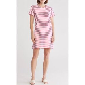 Splendid Womens Pink White Striped T-Shirt Dress XL